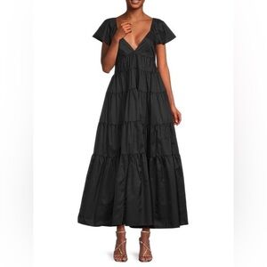 STAUD Corsica Plunging Tiered Maxi Dress